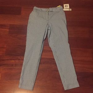 Blue & White Anne Klein Slim Ankle Work Pants
